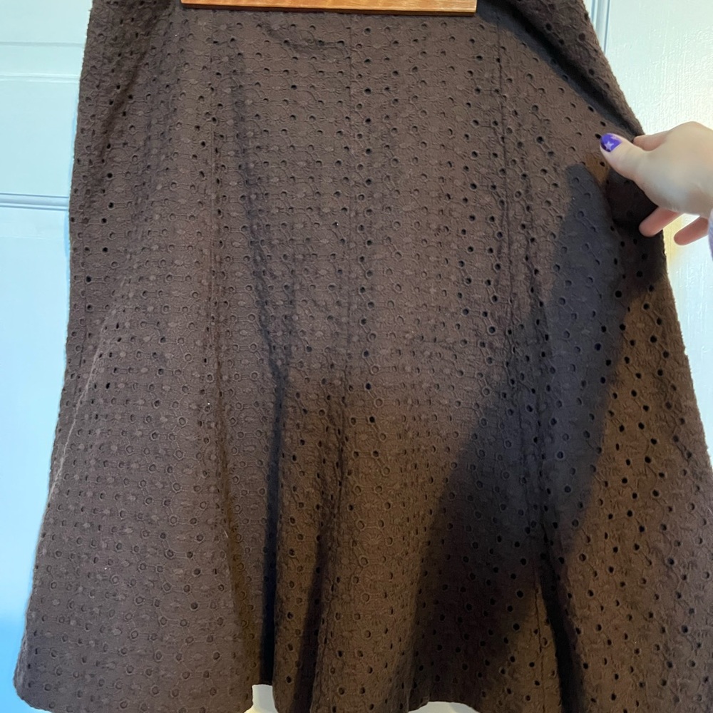 liz & co. Chocolate A-Line Eyelet Skirt
